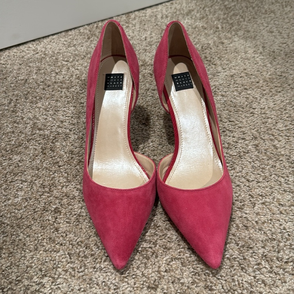 WHBM pink suede stilettos.
